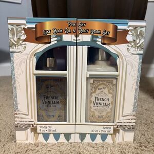 Pink Sky Luxe French Vanilla 4 oz Body Oil & 10 oz Body Lotion Gift Set New!